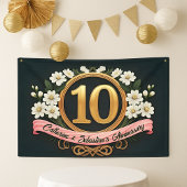 Elegante weiße Blume 10. Hochzeitstag Banner