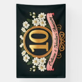 Elegante weiße Blume 10. Hochzeitstag Banner (Vertikal)