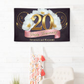 Elegante weiße Blume 20. Hochzeitstag Banner (Insitu)