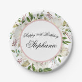 Elegante weiße Blume 50. Geburtstag Pappteller (Vorderseite)