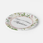 Elegante weiße Blume 50. Geburtstag Pappteller (Schrägansicht)