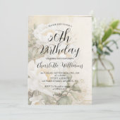 Elegante weiße Blume - 50. Geburtstag von Frauen Einladung (Stehend Vorderseite)