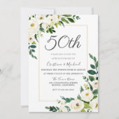 Elegante weiße Blume 50. Hochzeitstag Einladung (Vorderseite)