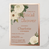 Elegante weiße Blume Brautparty neutral und Folieneinladung (Vorderseite)