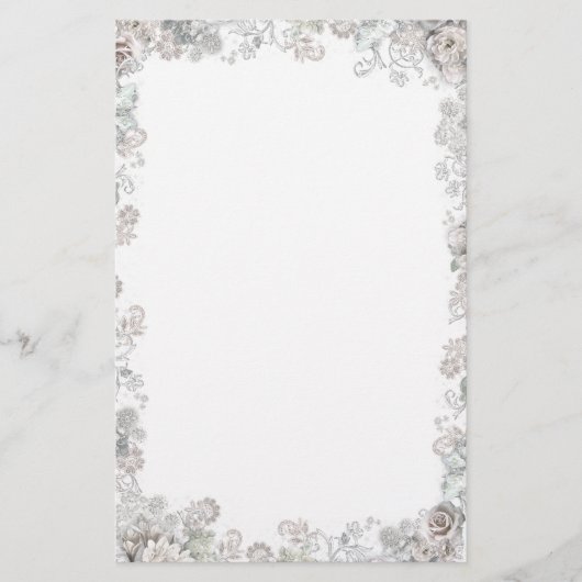 Elegante weiße Blume Briefpapier (Vorderseite)