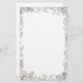 Elegante weiße Blume Briefpapier (Vorne/Hinten)