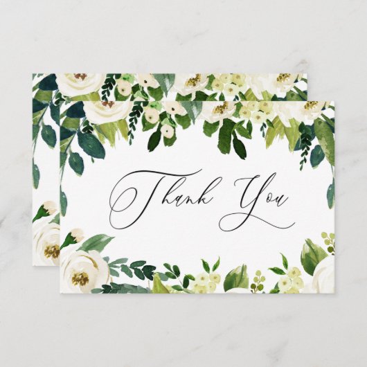 Elegante weiße Blume Elegant Dankeskarte (Vorne/Hinten)