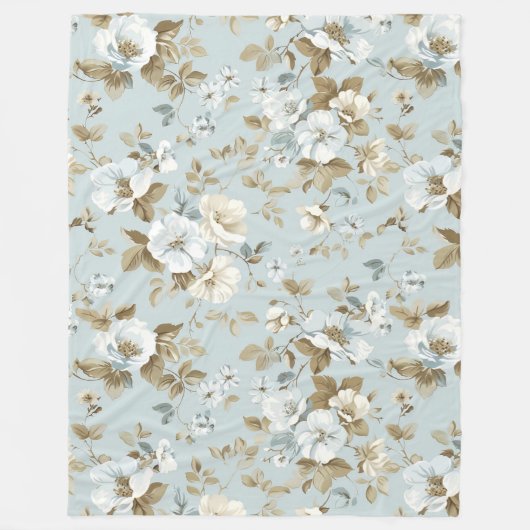 Elegante weiße Blume Fleecedecke (Vorderseite)