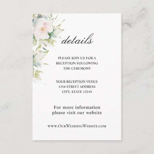 Elegante weiße Blume Grüne Blumenzwiese Begleitkarte (Vorderseite)