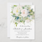 Elegante weiße Blume Grüne Christliche Hochzeit Einladung (Vorderseite)