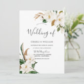 Elegante weiße Blume Hochzeit Einladung (Stehend Vorderseite)