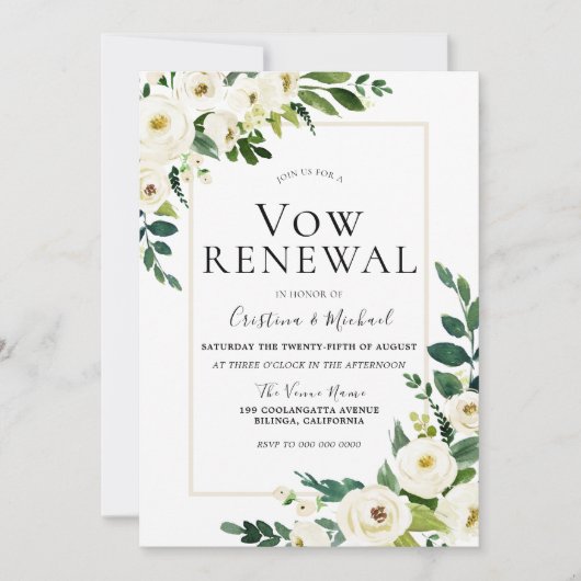 Elegante weiße Blume Hochzeitwochenende Einladung (Vorderseite)