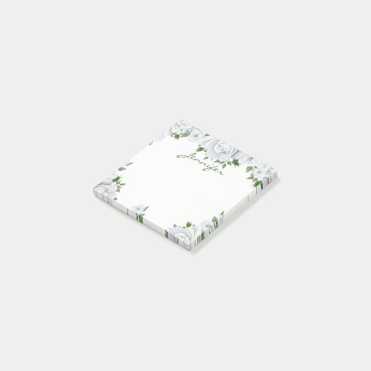 Elegante weiße Blume Post-it Klebezettel (angewinkelt)