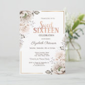 Elegante weiße Blume süß 16 Einladung (Stehend Vorderseite)