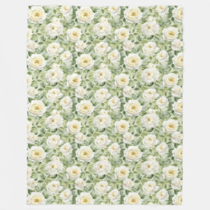 Elegante weiße Blumen Brautparty Fleecedecke