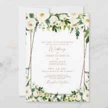 Elegante weiße Blumen- und goldene moderne Hochzei
