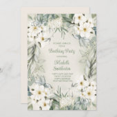 Elegante weiße Blumenbühne Grüne Blätter Geburtsta Einladung (Vorne/Hinten)