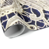 Elegante weiße, blumengeschmückte antike Spitze de Geschenkpapier (Rolleneckpunkt)