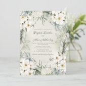 Elegante weiße, blumengeschmückte grüne Blätter Ho Einladung (Stehend Vorderseite)