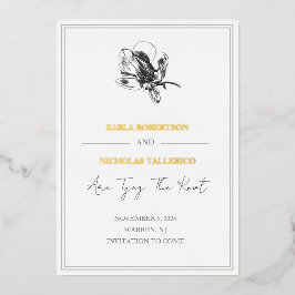 Elegante weiße, blumengeschmückte Save the Date Fo Folieneinladung