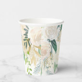 Elegante weiße Blumengrün und Gold Pappbecher (Rechts)