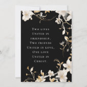 Elegante Weiße Blüte bei Christlicher Schwarzer Ho Einladung (Rückseite)