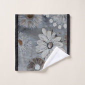 Elegante weiße Blüte mit Grau Badhandtuch Set (Waschlappen)