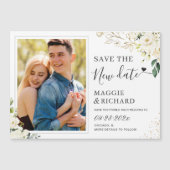 Elegante weiße Blüte Rettete das neue Datumsmagazi Magnetkarte (Vorderseite)