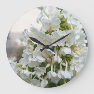 Elegante weiße Blüten-Blumen-Wanduhr Große Wanduhr