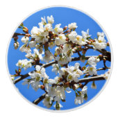 Elegante weiße Blüten Keramikknauf (Vorderseite)