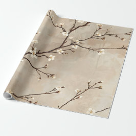 Elegante weiße Blüten Minimal Zweig Geschenkpapier