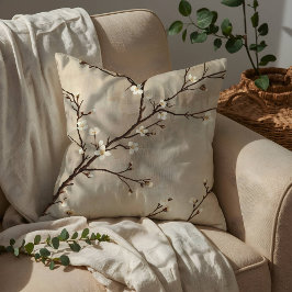Elegante weiße Blüten Minimal Zweig Kissen
