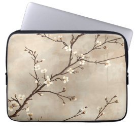 Elegante weiße Blüten Minimal Zweig Laptopschutzhülle
