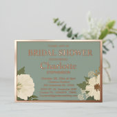 Elegante Weiße Blütenblüten Brautparty und Folieneinladung (Stehend vorne)