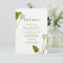 Elegante weiße botanische Blumenhochzeit Begleitkarte