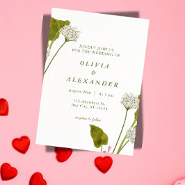 Elegante weiße botanische Blumenhochzeit Einladung