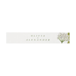 Elegante Weiße Botanische Blumenhochzeit Einladungsbanderole