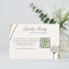 Elegante weiße botanische Blumenhochzeit RSVP Karte