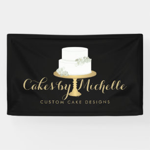 Elegante weiße Cake mit Florals II Cake Dekorieren Banner