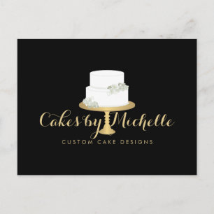 Elegante weiße Cake mit Florals II Cake Dekorieren Postkarte