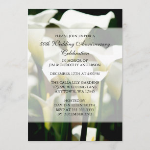 Elegante weiße Calla-Lilie 50. Hochzeitstag Einladung