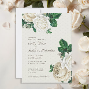 Elegante weiße Creme-Blumen-Botanische Hochzeit Einladung