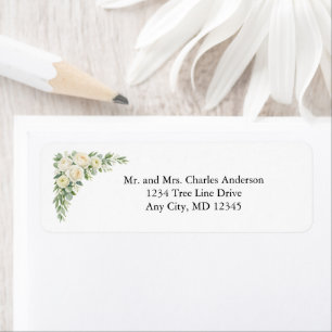 Elegante weiße Creme-Blumen-Hochzeit-Rücksendeadre
