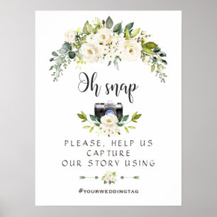 Elegante weiße Creme Floral Oh Snap Instagram Zeic Poster