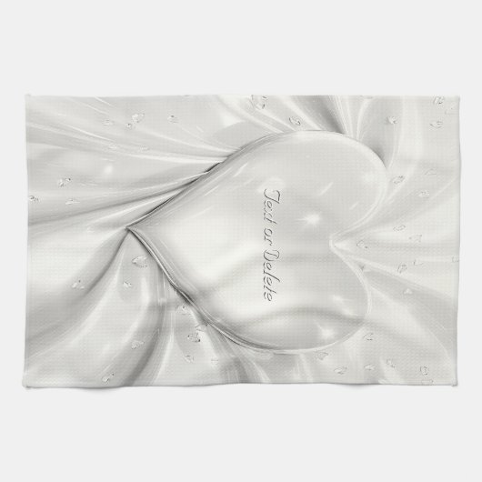 Elegante weiße Creme Herz Küchentücher (Horizontal)