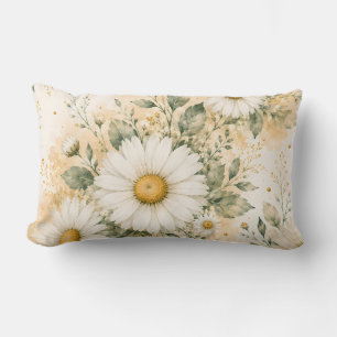 Elegante weiße Daisy Botanische Aquarellmalerei Lendenkissen