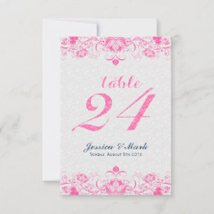 Elegante weiße Damaskus & Pinke Floral Lace 2 Einladung