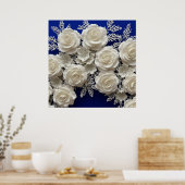 Elegante, weiße dekorative Rose Poster (Küche)