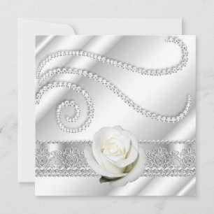 Elegante weiße Diamanten und Rosen Geburtstagsfeie Einladung