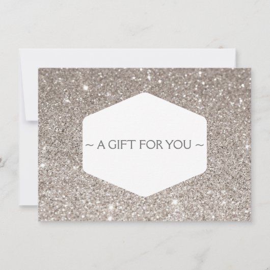 ELEGANTE WEISSE EMBLEM SILVER GLITZER Geschenkkart (Vorderseite)